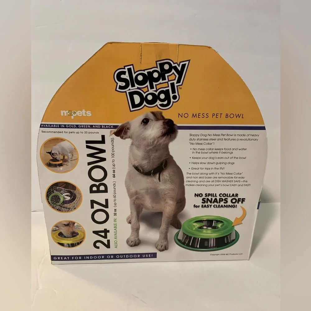 No Spill stainless steel Dog Bowl 24 oz New